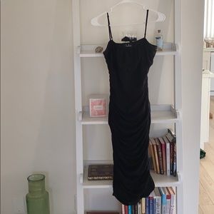 Black body-con midi dress with slit